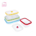 Hot Selling Food Grade 400/600/900/1200ML Rectangle Food Storage Containers Folding Collapsible Silicone Lunch Box